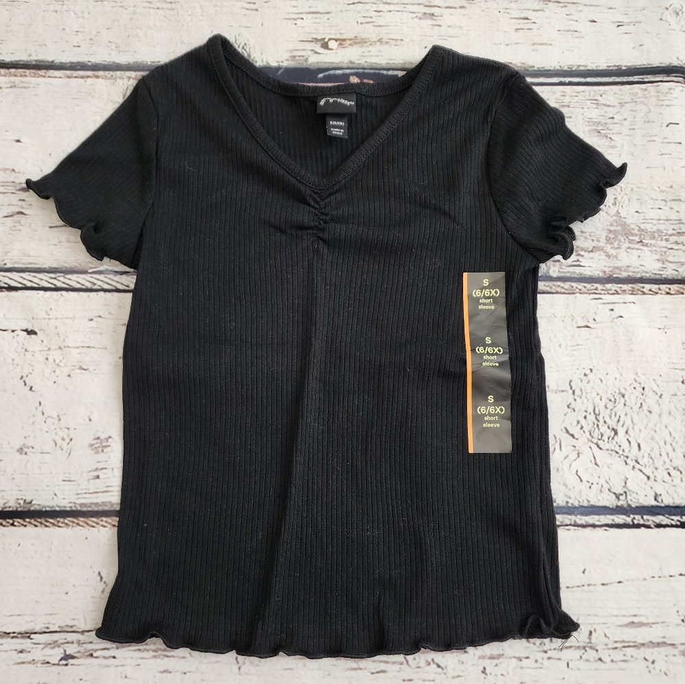 Art Class black tee ruffle solid basic girls s 6/6X